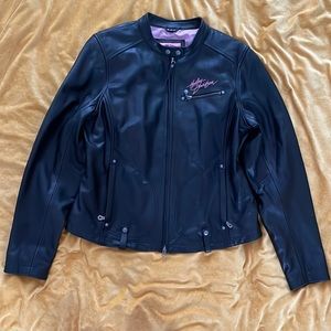Harley-Davidson Women’s Pink Label black leather jacket. Like new condition!